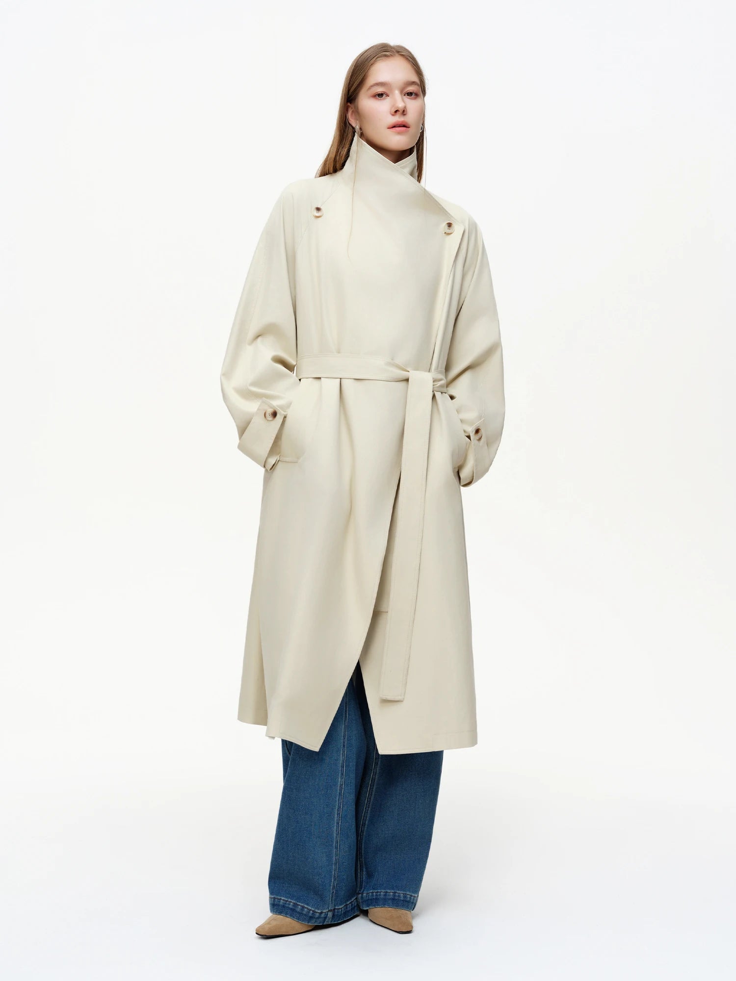 Women’s British Style Slim Fit Trench Coat Spring Outerwear