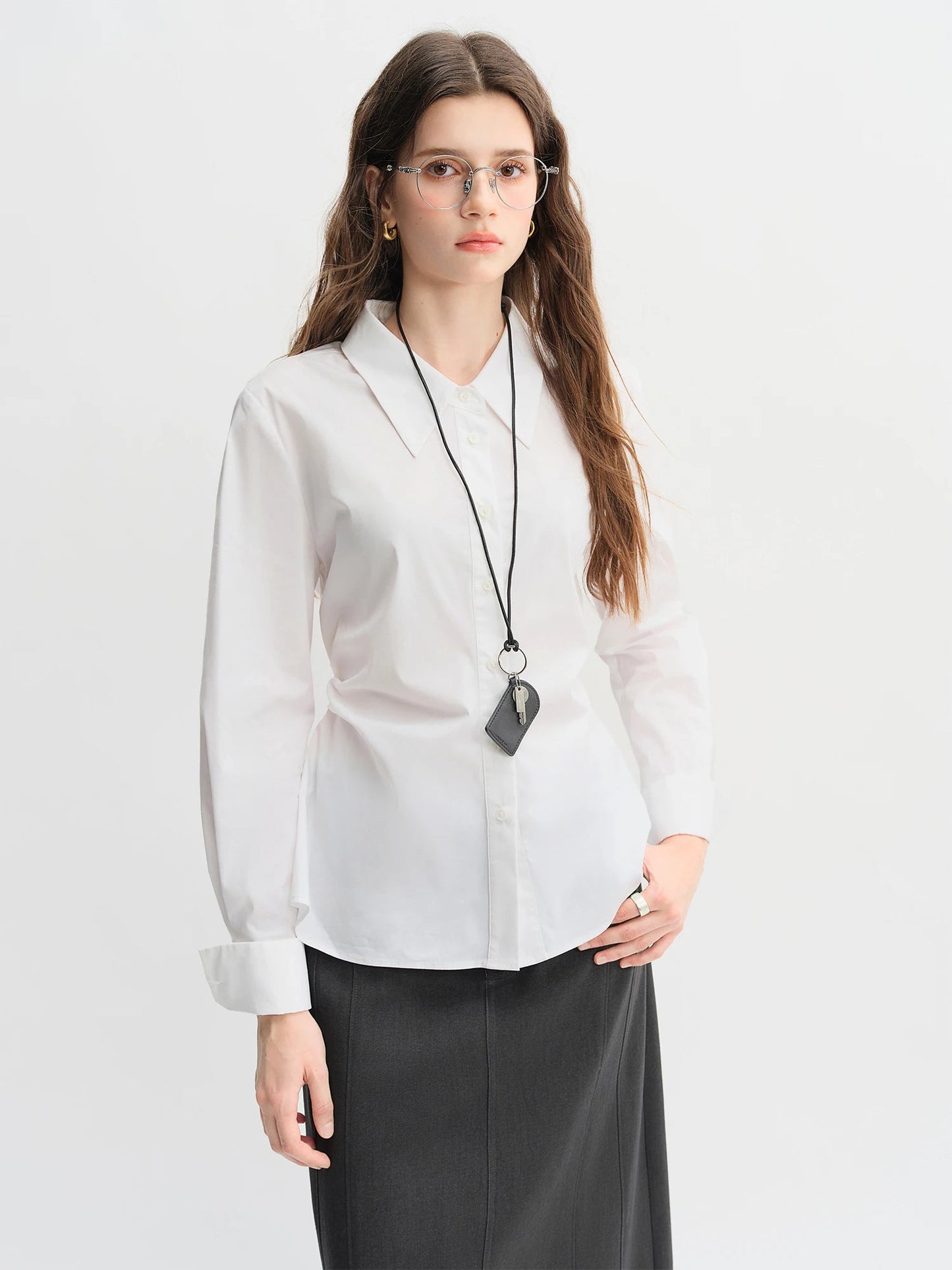 Women's 3-Color Pleated Shirt & A-Line Skirt Set Autumn Suit Loran