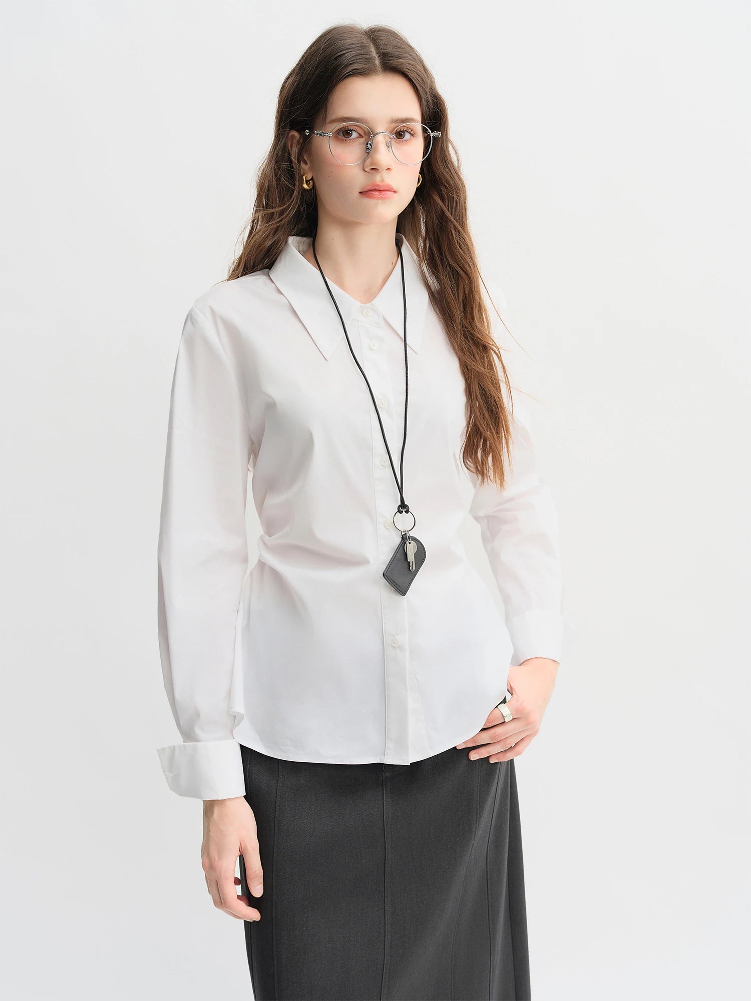 Women's 3-Color Pleated Shirt & A-Line Skirt Set Autumn Suit Loran