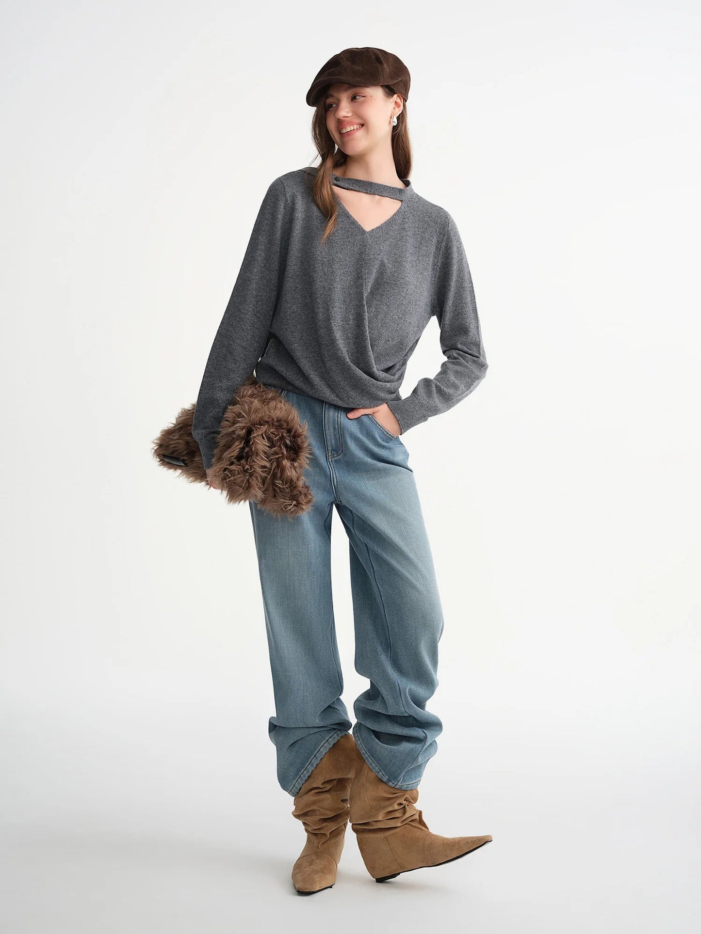 Plus Size Ribbon Knit Sweater Elegant Women’s Pullover Loran