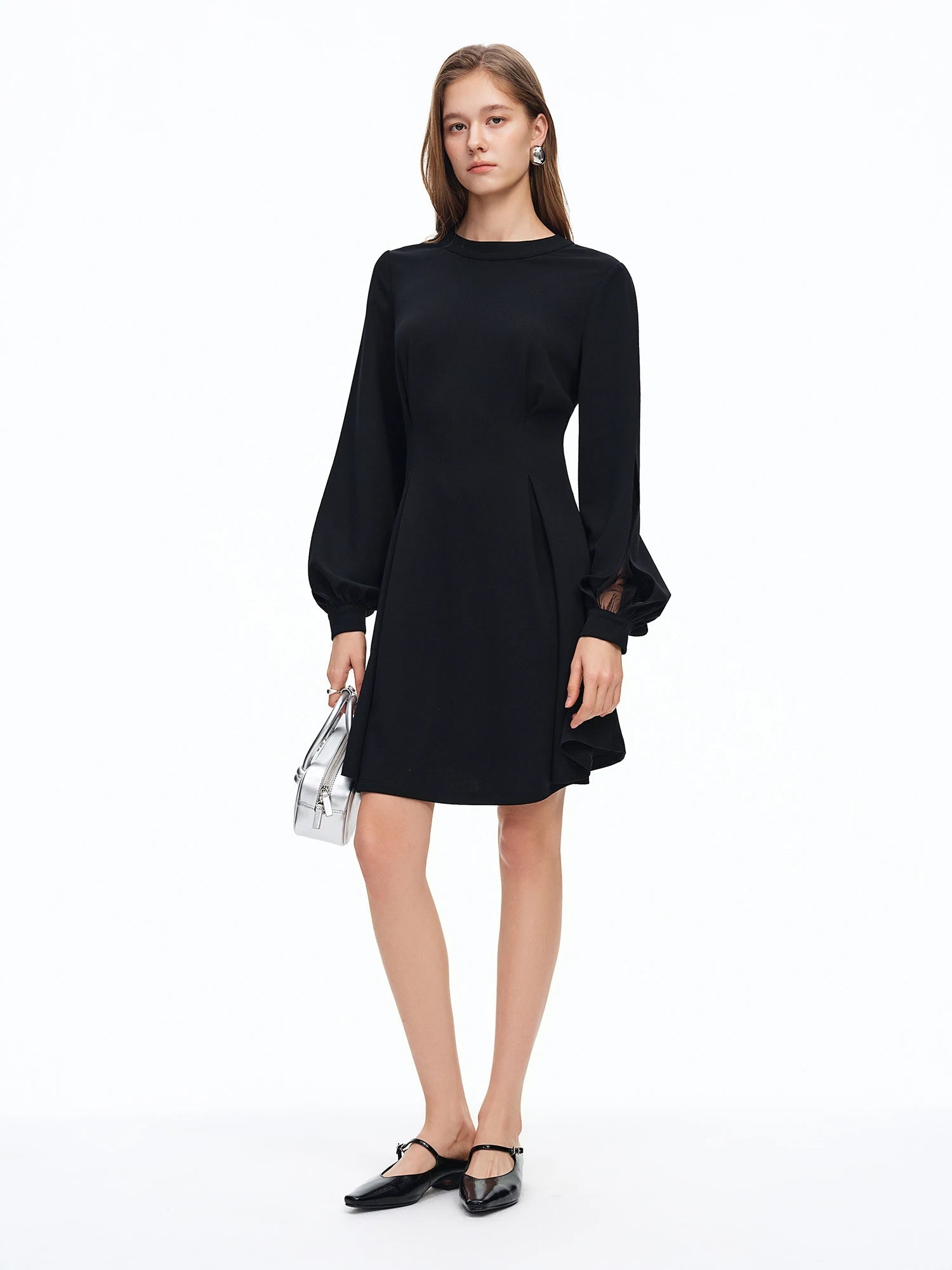 DUSHU 2026 Spring Women's French Waist Dress, Black Bodycon Mini Dress A-line Midi Dress Office Chic Retro Minimalist Style Loran