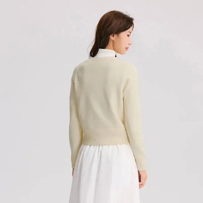 Semir Knitted Cardigan Women Bowknot and Plate Buckle Sweet 2024 New Winter Gentle V-Neck Top Girly LORAN STORE