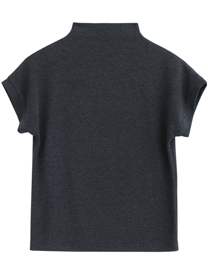 CHIC VEN Women T-Shirts Solid Half High Neck Slim Fit Tees  Elastic Basic Female Bottom Top Spring Autumn 2025 Loran