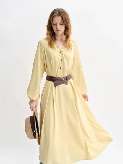 Plus Size Autumn Color-Block Oversized Dress - Loran