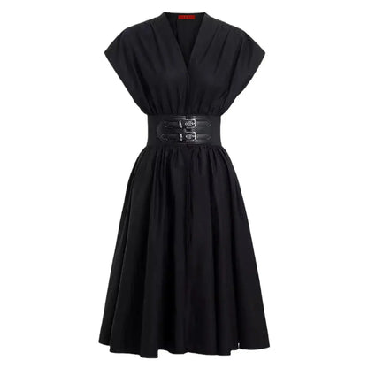 The Essential Black V-Neck Summer Dress - Loran