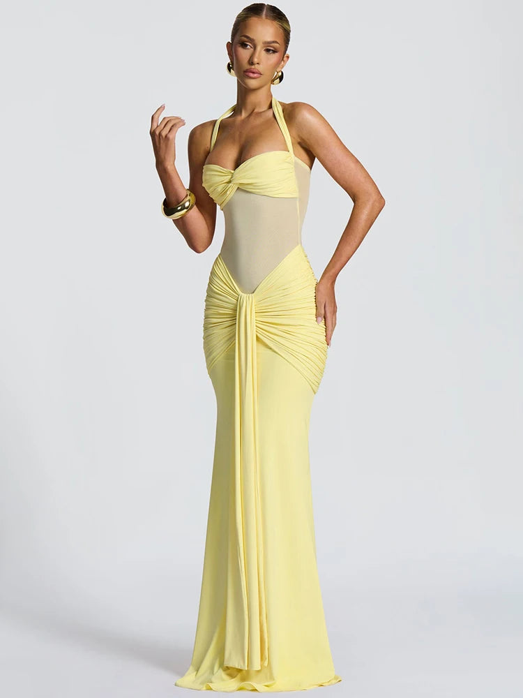 Backless Halter Maxi Dress