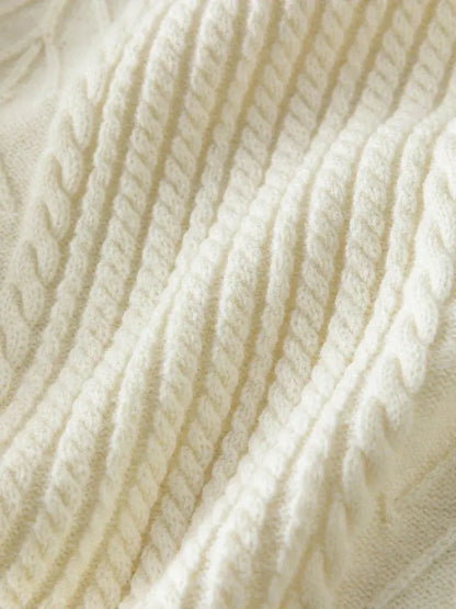 Gentle Cable Knit Wool Sweater - Loran