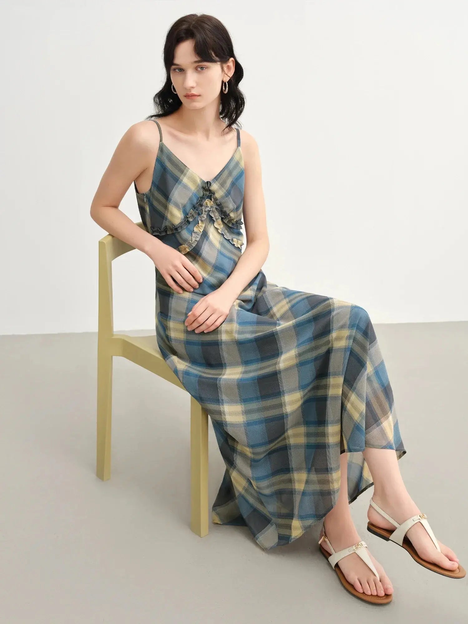 Women's Floral Checkered Maxi Dress | Elegant A-Line Style LORAN STORE