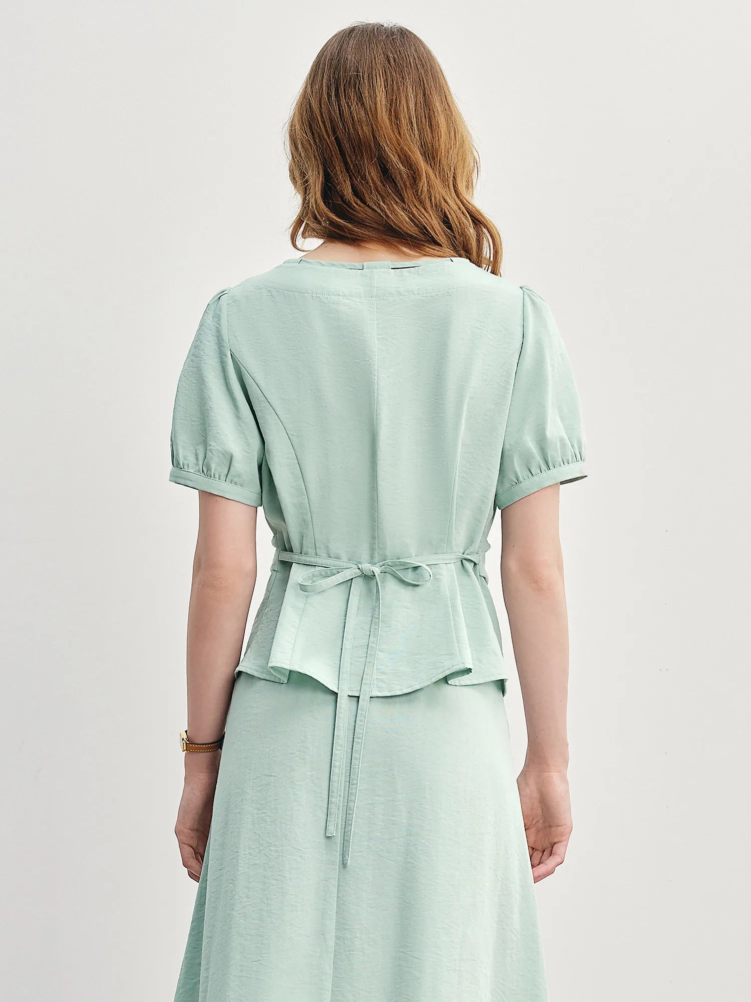 Summer Commuter Suit Pleated Shirt & Slim Skirt Set Loran