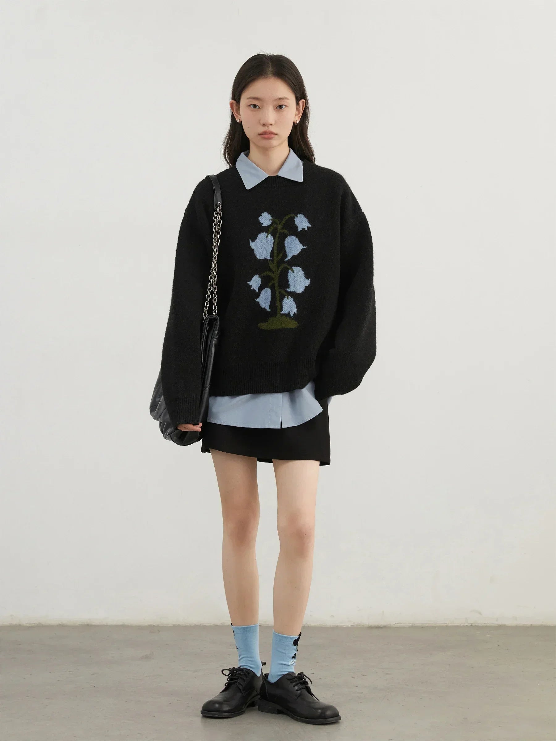 O-Neck Floral Cashmere Sweater Warm Winter Jumper Loran