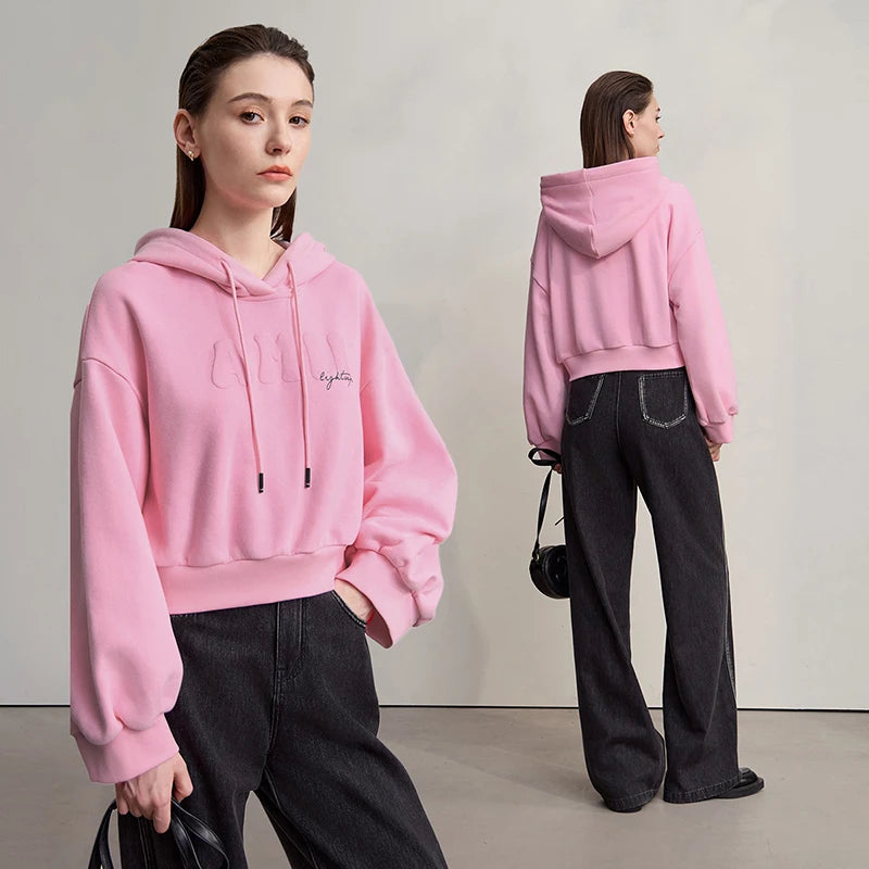 Versatile Women's Casual Knit Hooded Sweatshirt