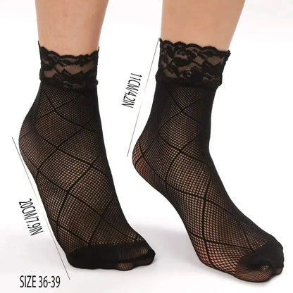 5 Pairs Vintage Lace & Mesh Ankle Socks for Women