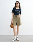 Women's Summer Contrast-Stitch Cotton Tee