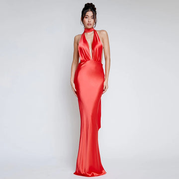 Satin Bandage Sleeveless Maxi Dress Outfits - 3IN SMART Shop  #