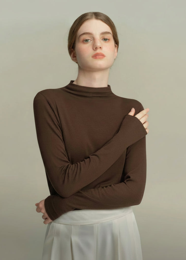 SUJIIN Winter Lyocell Wool Thermal Underwear for Women 2025 New Long Sleeve Mock Neck Base Bottoming Thermals Tops Woman WC057 Loran