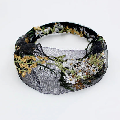 Embroidered Lace Flower Headbands for Women
