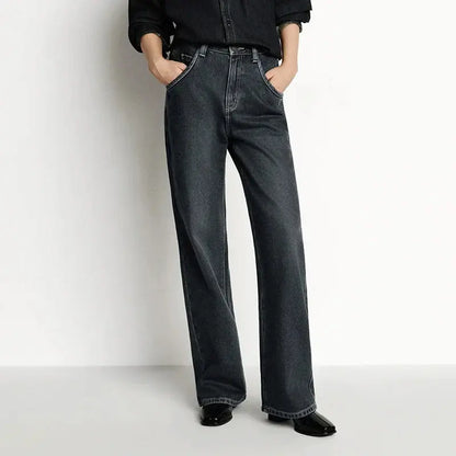 High Waist Fleece Lined Wide Leg Jeans Loran