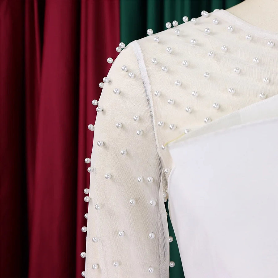 Beaded Transparent Sleeve Jumpsuit