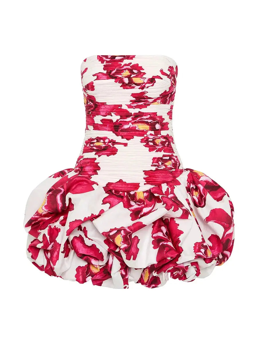 Ruffled Slash Neck Mini Dress - Loran