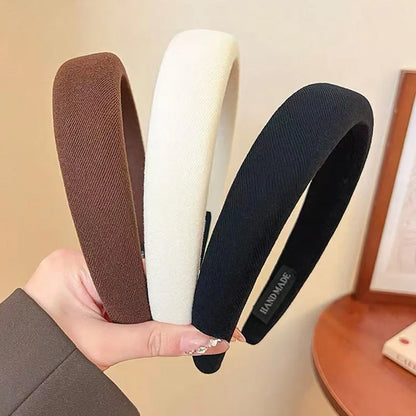 Solid Color Wide Sponge Headband for Women