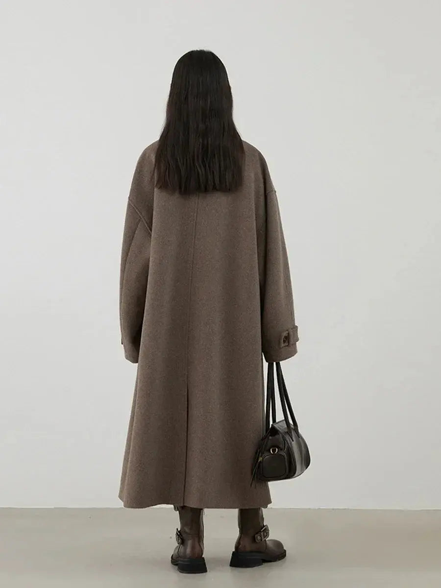 Women's Retro Wool Overcoat: Loose Fit Korean Winter Style - Loran
