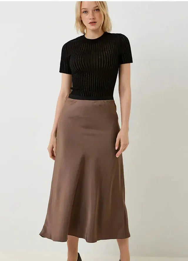 White Striped See Through Elegant Top - Loran