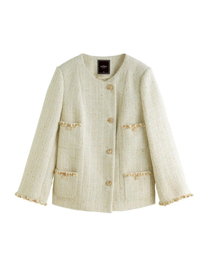 Women's Elegant Loose-Fit White Winter Coat - Loran