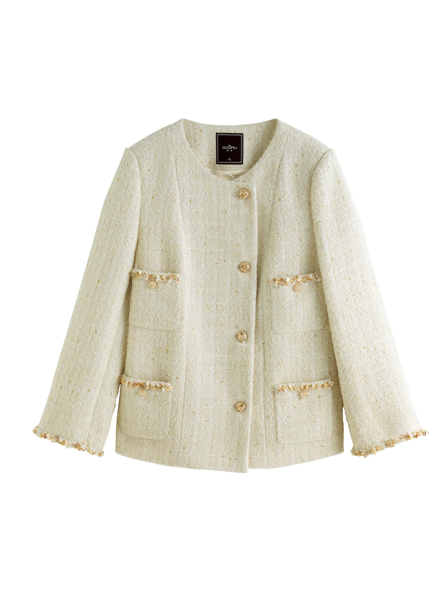 Women's Elegant Loose-Fit White Winter Coat