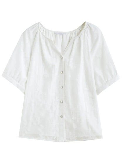 Breathable Cotton Blend Top for Chic Summer Office Wear - Loran