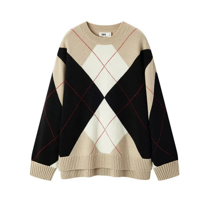 Women's Diamond Color Block Sweater LORAN STORE