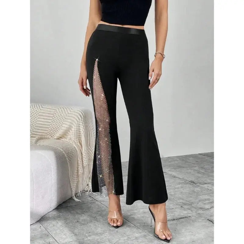 Glitter High-Slit Flared Pants - Loran