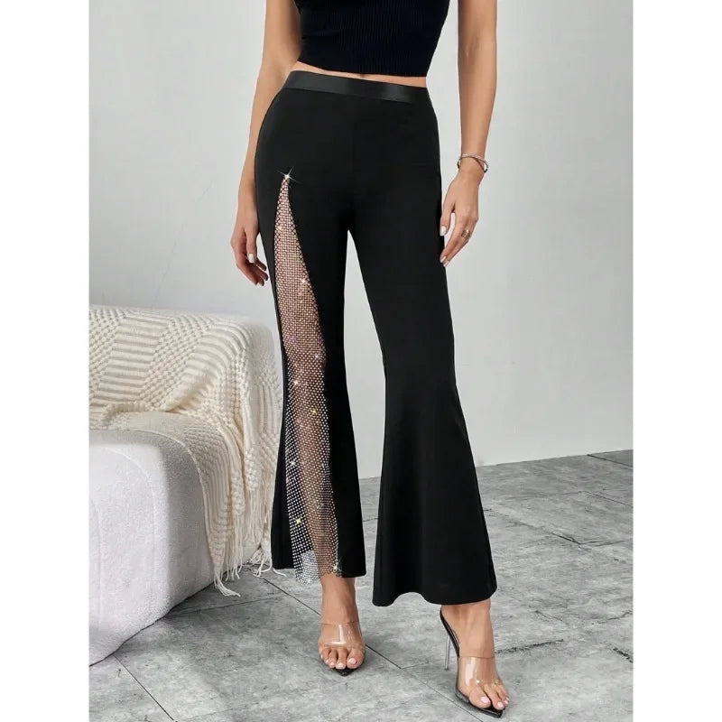 Glitter High-Slit Flared Pants