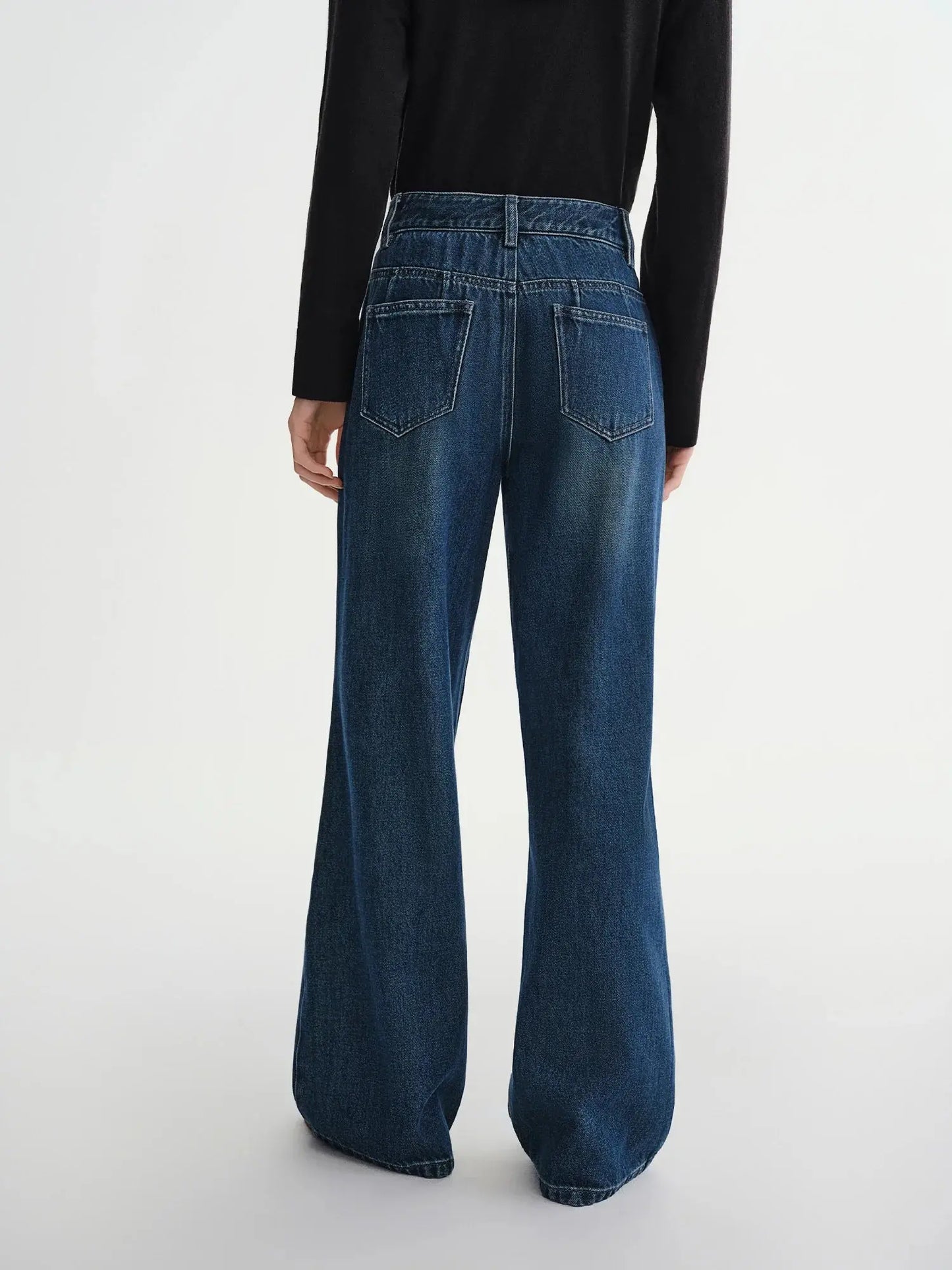 Plus-Size Belted Wide-Leg Denim Jeans - Loran