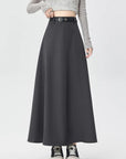 High-Waist A-Line Pleated Midi Skirt with Tie Belt