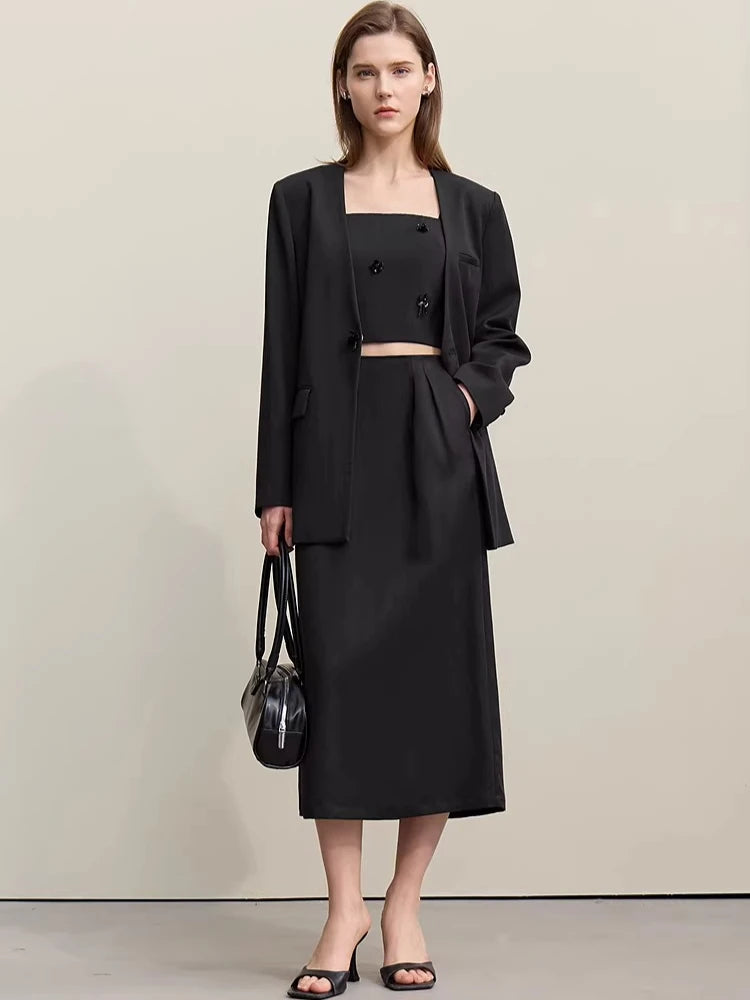 Amii V-Neck Women's Jacket 2026 Spring New Slim Sleeveless Vest Skirt Women's Separate Casual Elegant Women's Skirt 1262102 4 Loran