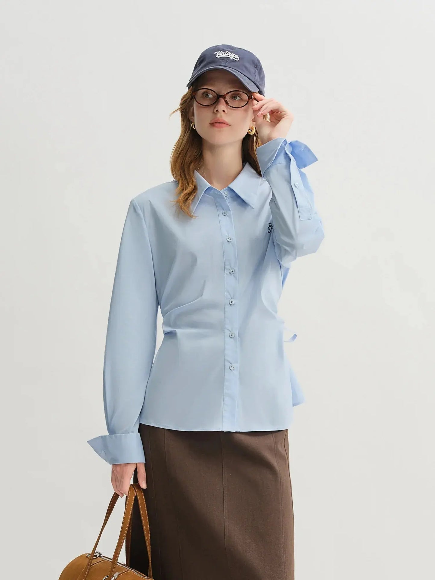 Tricolor Pleated Tie-Waist Shirt & Skirt Suit - Loran