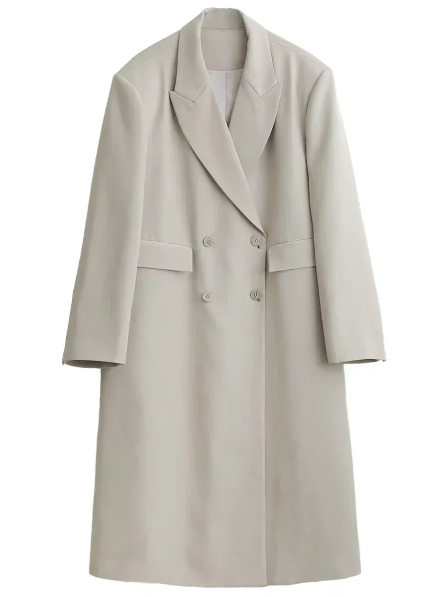 Women’s Double-Breasted Trench Coat Casual Long Overcoat Loran