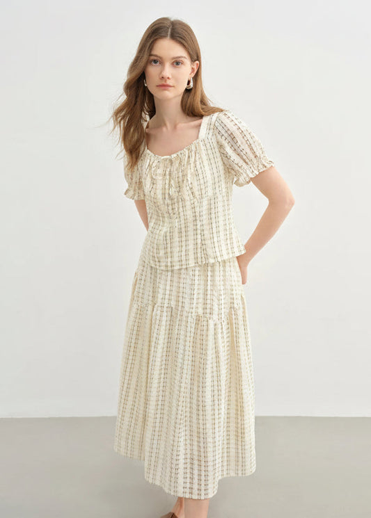 Women's Bubble Texture Suit Summer Top & Skirt Set Loran
