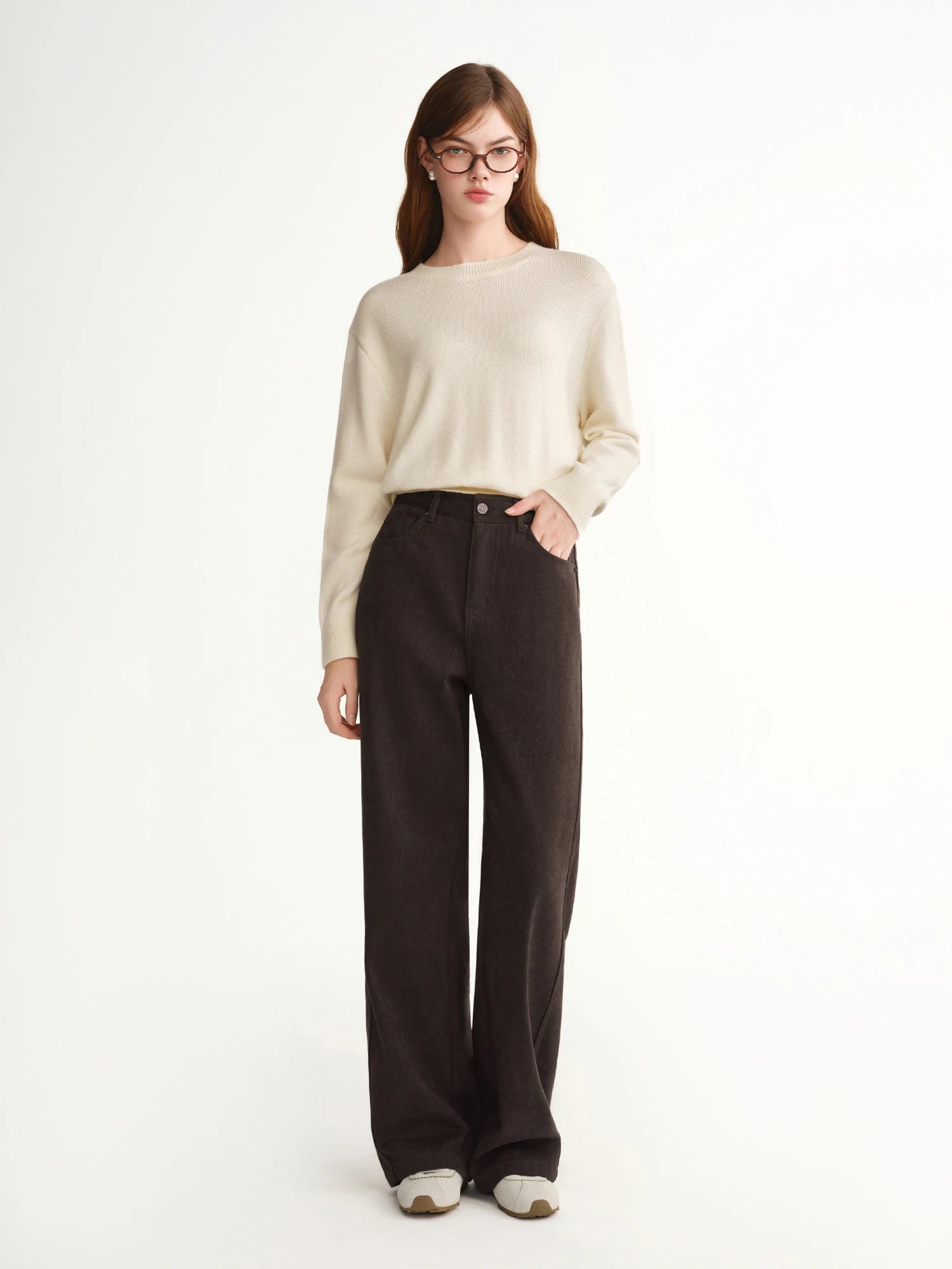 High Waist Wide Leg Pants Winter Office Trousers Loran