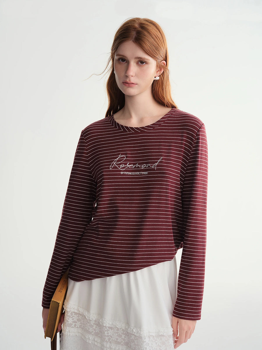 Embroidered Basic Long Sleeve Top