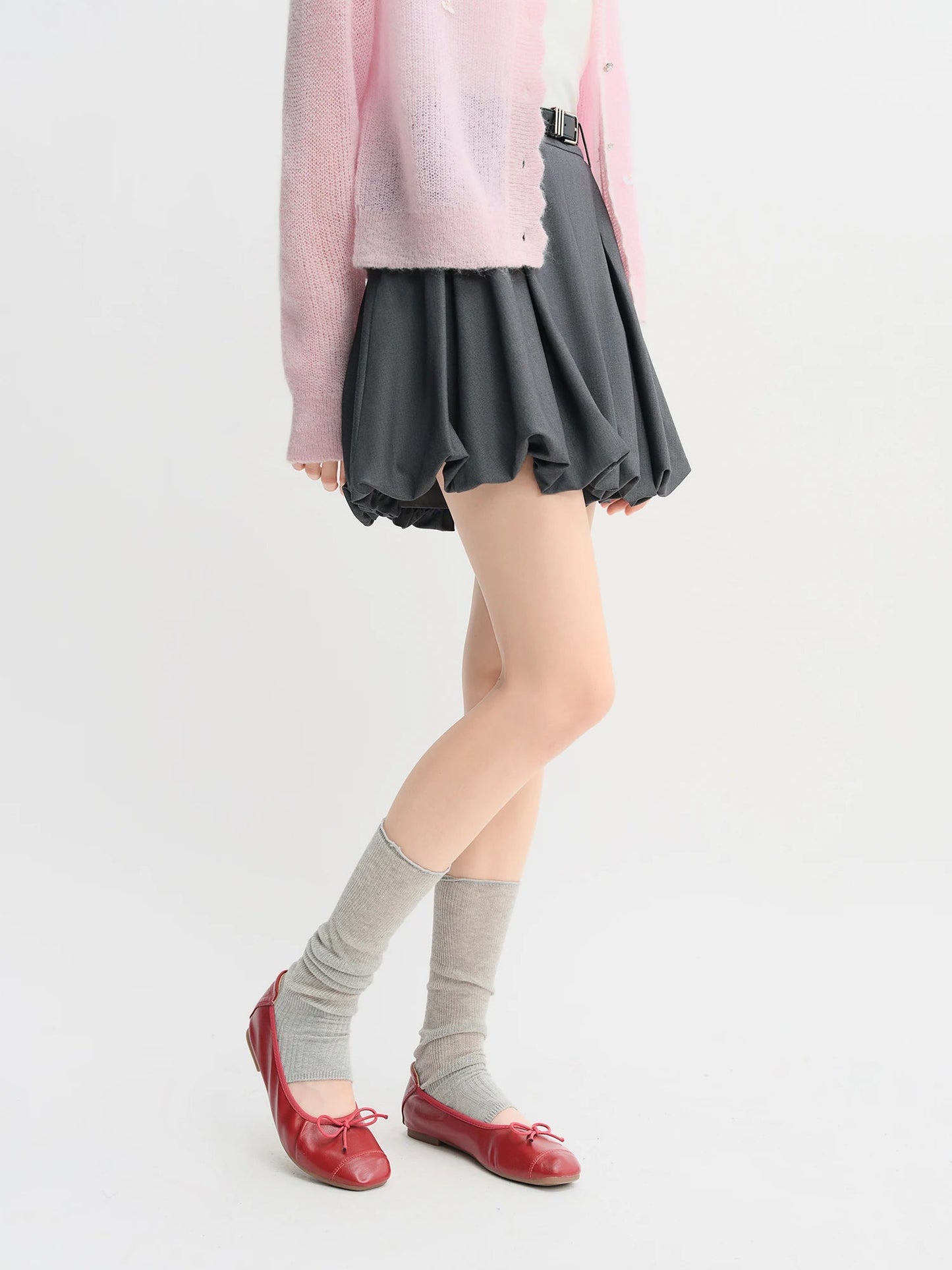 Plus Size Ballet Bud Skirt Chic Gray Autumn Style Loran