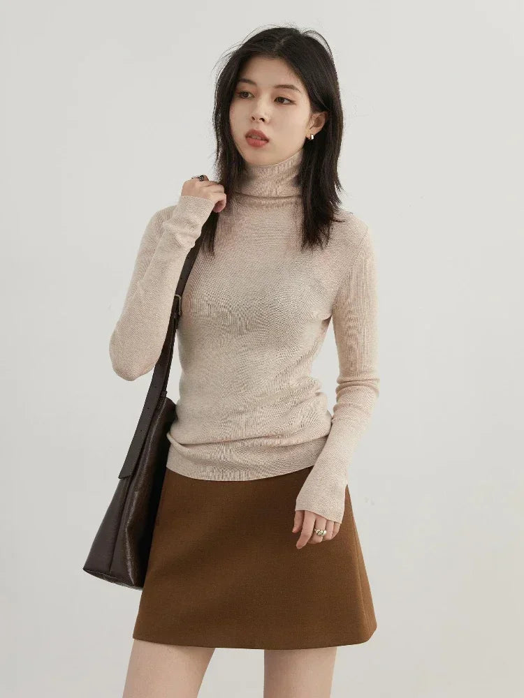 Slim Turtleneck Sweater Autumn Winter Knit Pullover Loran