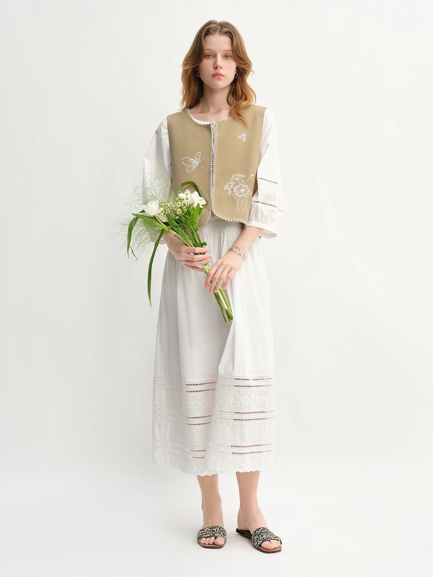 Vintage Embroidered Lace Maxi Dress Autumn Style