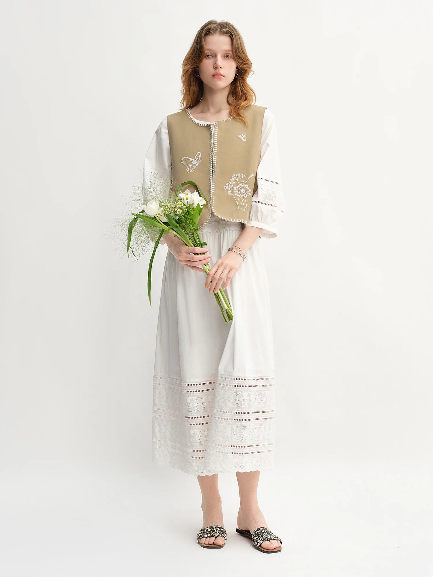 Vintage Embroidered Lace Maxi Dress Autumn Style Loran