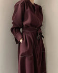 Casual-Chic Stand Collar Straight Dress with Tie Sash