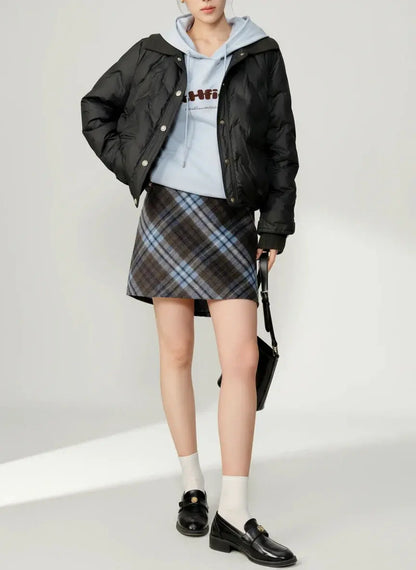 Winter Thicken Plaid Mini Skirt - Loran