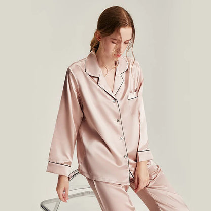 Real Silk Pajama Long Sleeve White Nightwear Loran