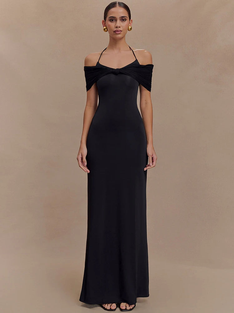 Elegant Off-Shoulder Backless Gown