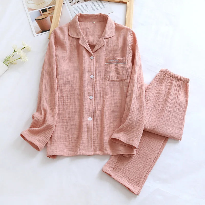 Couple's Pure Cotton Crepe Pajama Set Loran
