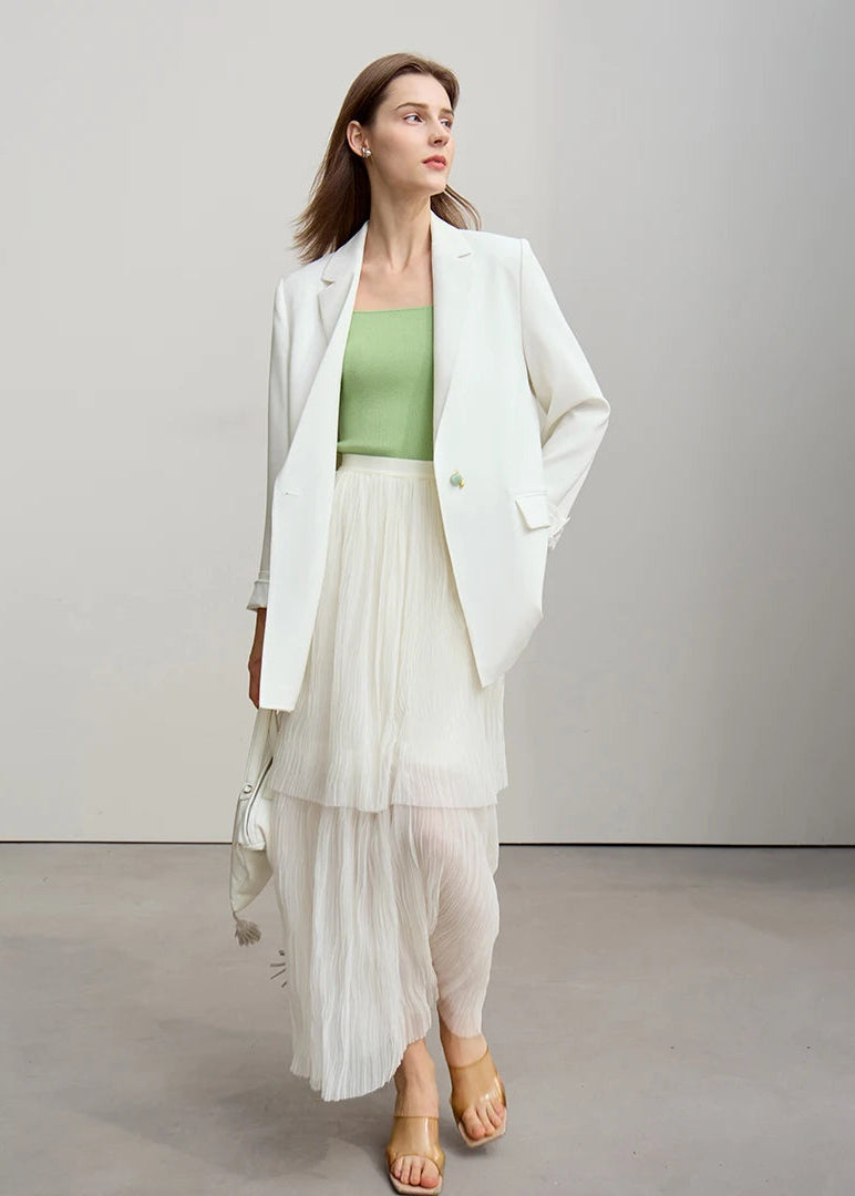 Amii Women's Jacket 2026 Spring New Commuter Button Shoulder Pad Suit Loose Anti-wrinkle Medium And Long Blazer Top 12611021 Loran